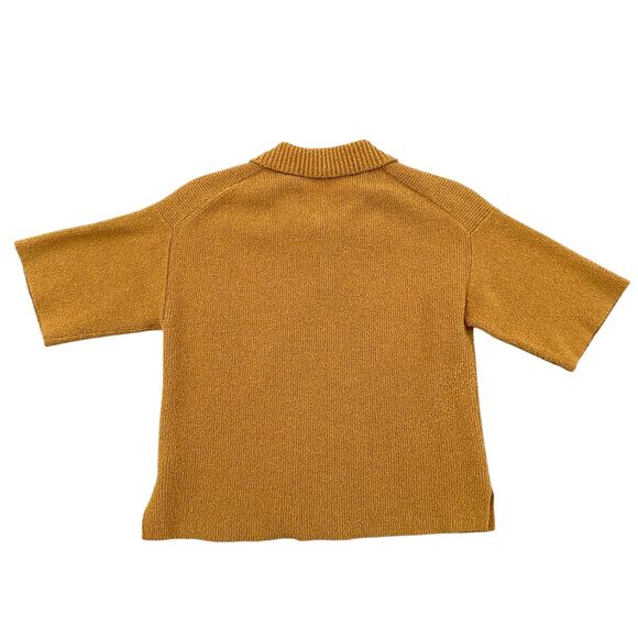 Madewell Holmen Button-Up Front Pockets Short-Sleeve Camel Brown Cardigan XS - Picture 2 of 6